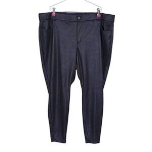 Lane Bryant Coated Ankle Pants High Rise Black Slightly Textured New Size 24